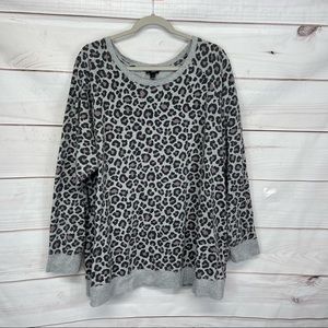 Torrid LEOPARD PRINT PULLOVER SWEATSHIRT
